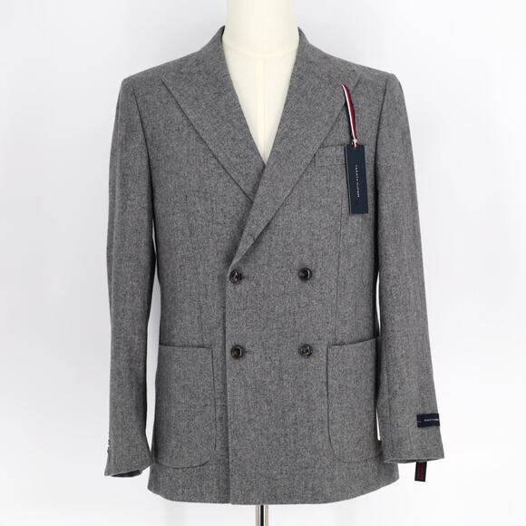 Tommy Hilfiger Men's Grey Wool Modern-Fit Double-Breasted Suit Jacket Size 40L - Picture 2 of 7